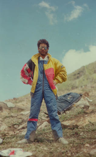 Yours truly, on a clear day, showing off at the Nandakot Base Camp. 